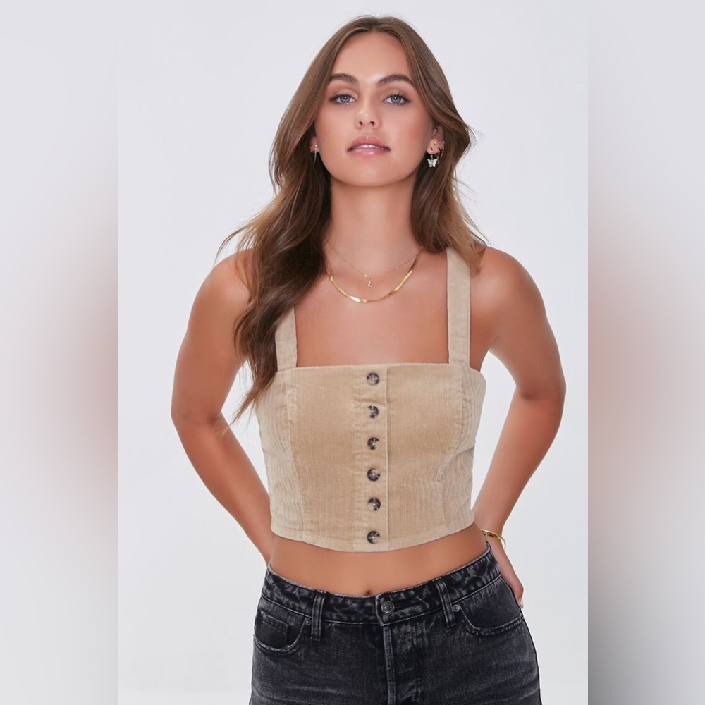 NEW Corduroy Buttoned Crop Top
